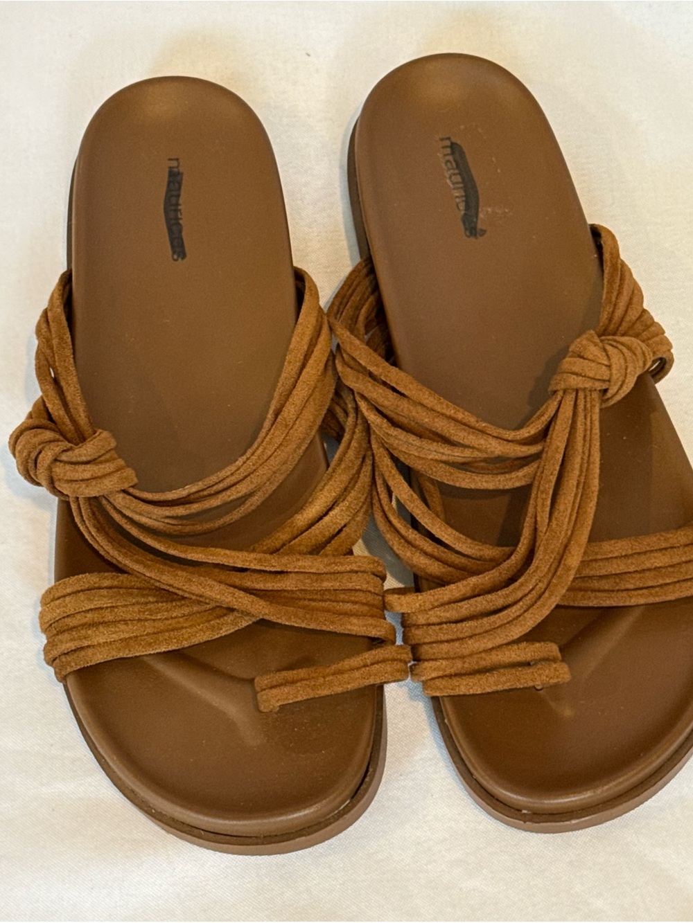 Maurices Women's Tan Knotted Multi-Strap Slide Sandals
